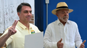 Flávio Bolsonaro e Lula durante a eleição presidencial de 2026