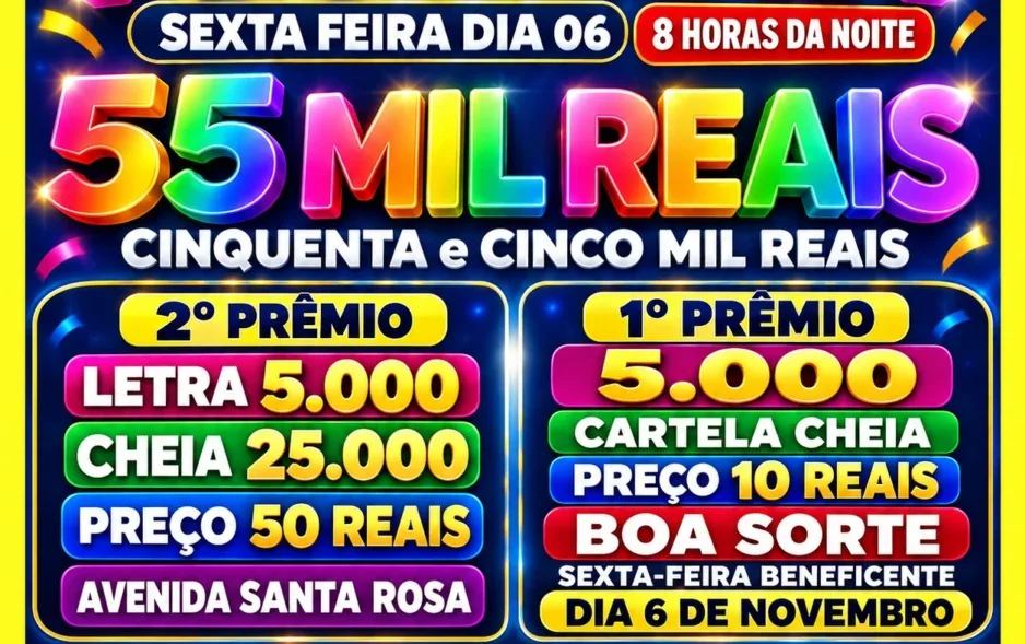 Floresta: Luiz Paulo anuncia R$ 55 mil em prêmios para sexta-feira, 6 de novembro