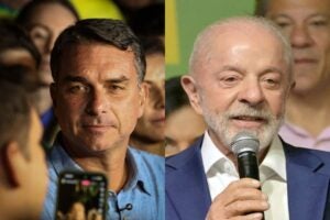 Lula e Flávio Bolsonaro em montagem usada na matéria do Blog do Nill Júnior