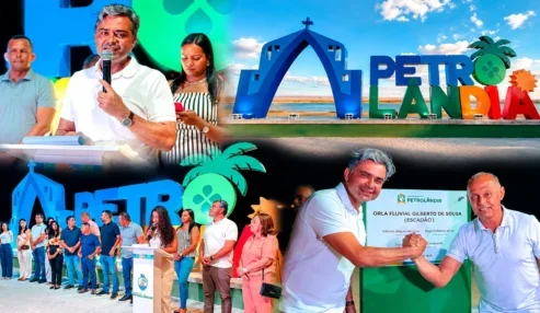 Petrolândia inaugura 2ª etapa do calçadão e novo letreiro turístico em cerimônia marcada por homenagem a Gilberto de Sousa