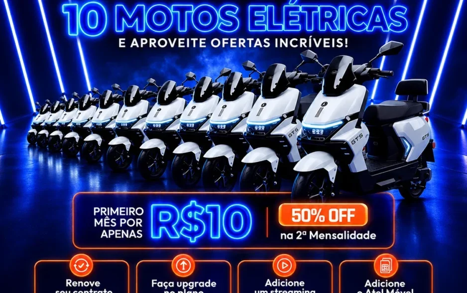 Black Friday da Atel oferece primeiro mês por R$ 10 e chance de concorrer a 10 motos elétricas