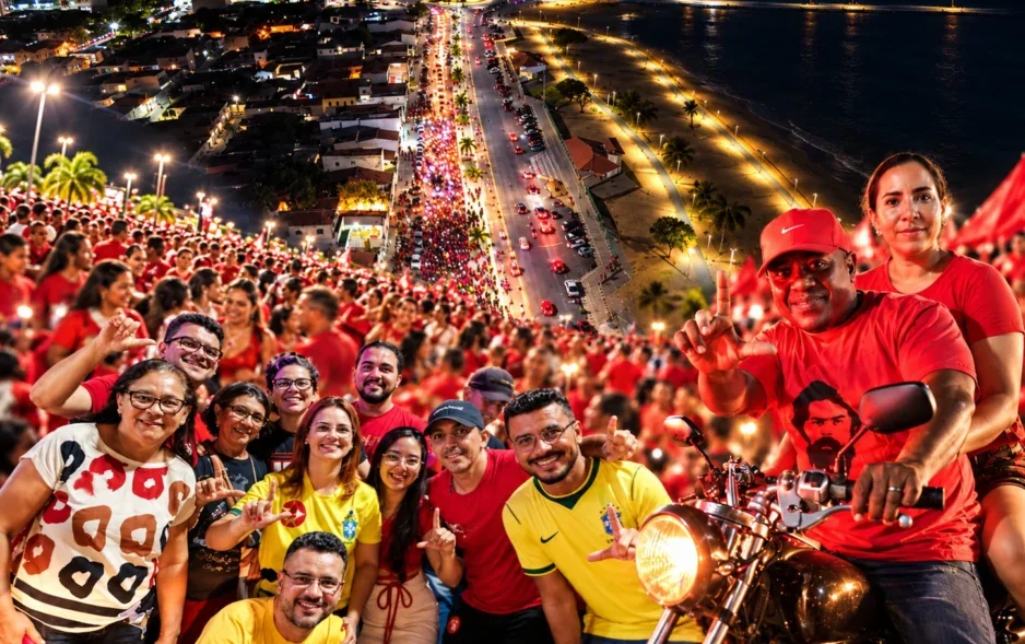 Multidão participa de mega arrastão em apoio à reeleição de Lula em Petrolândia neste sábado (24)